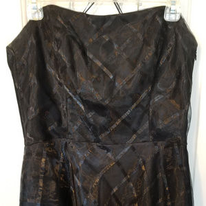 Vintage Strapless Tea Length Black Dress